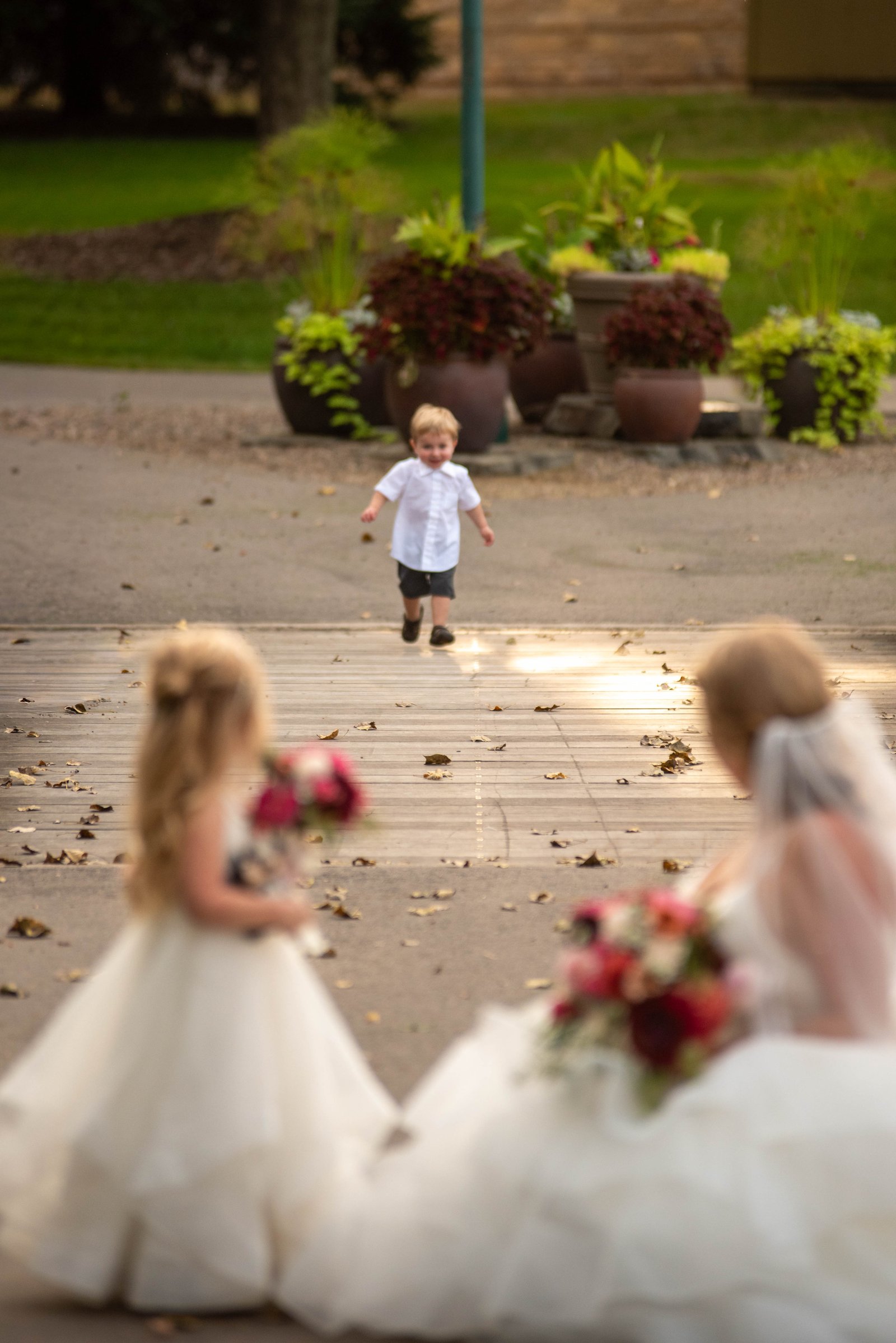 Flower girl and ring bearer candid moment, Minneapolis wedding photography