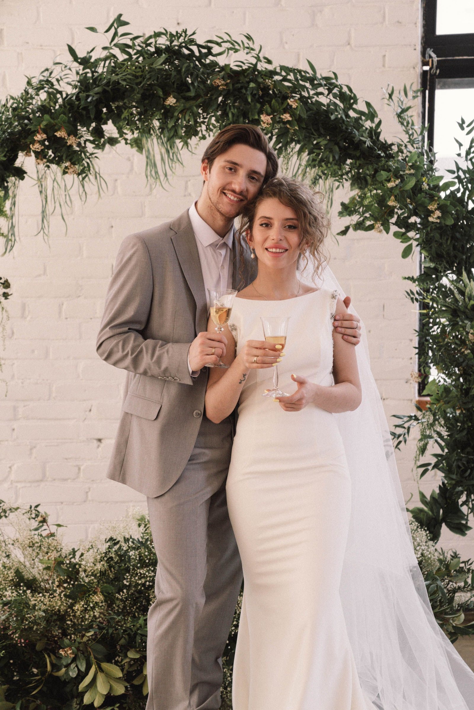 Bride and groom proposing a toast - Minneapolis wedding photography