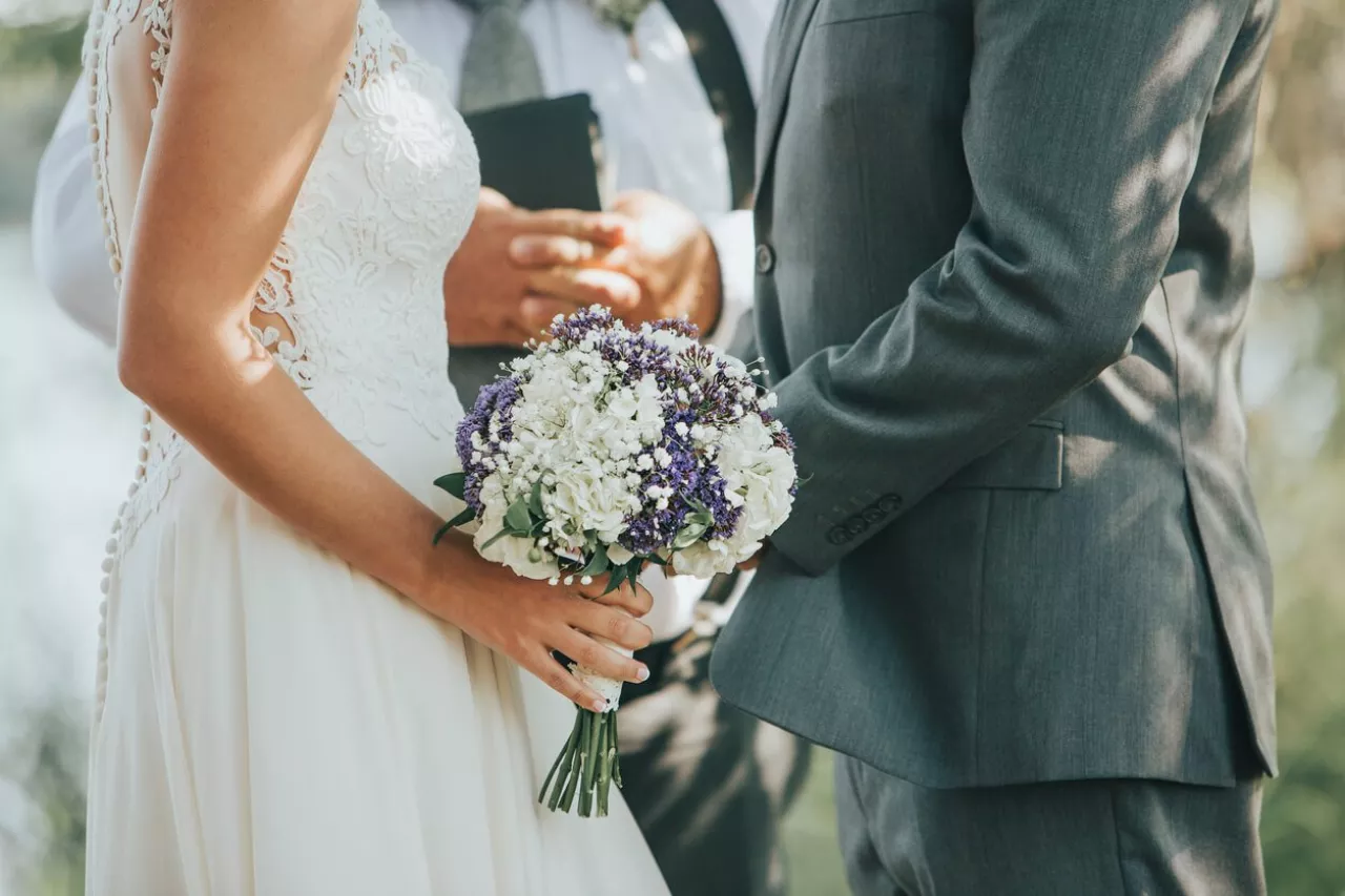 Bride and groom holding hands,  Minneapolis wedding photography