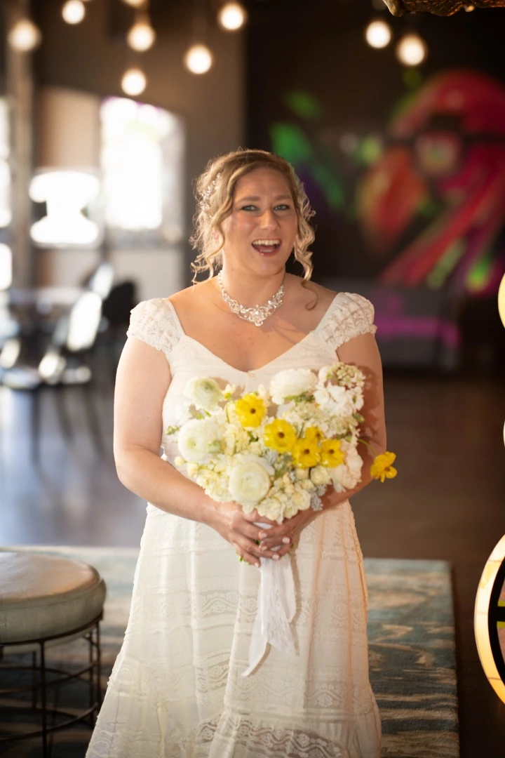 Bride smiling before ceremony, Minneapolis wedding photography
